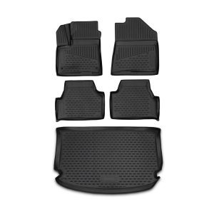 Kia Soul EV 3D Floor-Trunk Mats - Omac - Black - 2014-2019